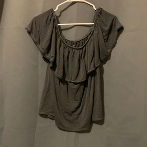 American Eagle dark grey off the shoulders top